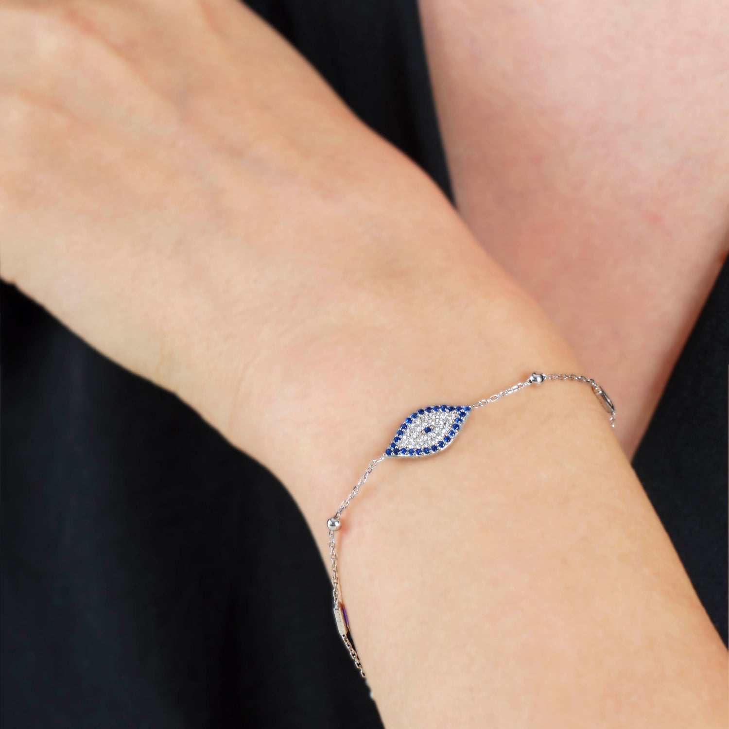 Pure 925 Sterling Silver Tiny Evil Eye Bracelet – Handmade, Dainty & Spiritual Gift